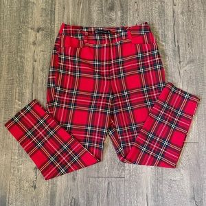 New York & Company Red Plaid Pants Size 8